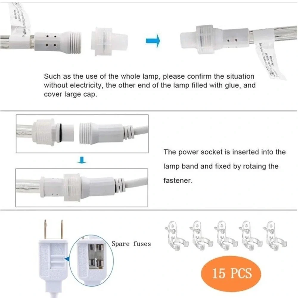 50ft 360 Led Rope Lights Outdoor Connectable And Flexible Tube Light With 8 Mode